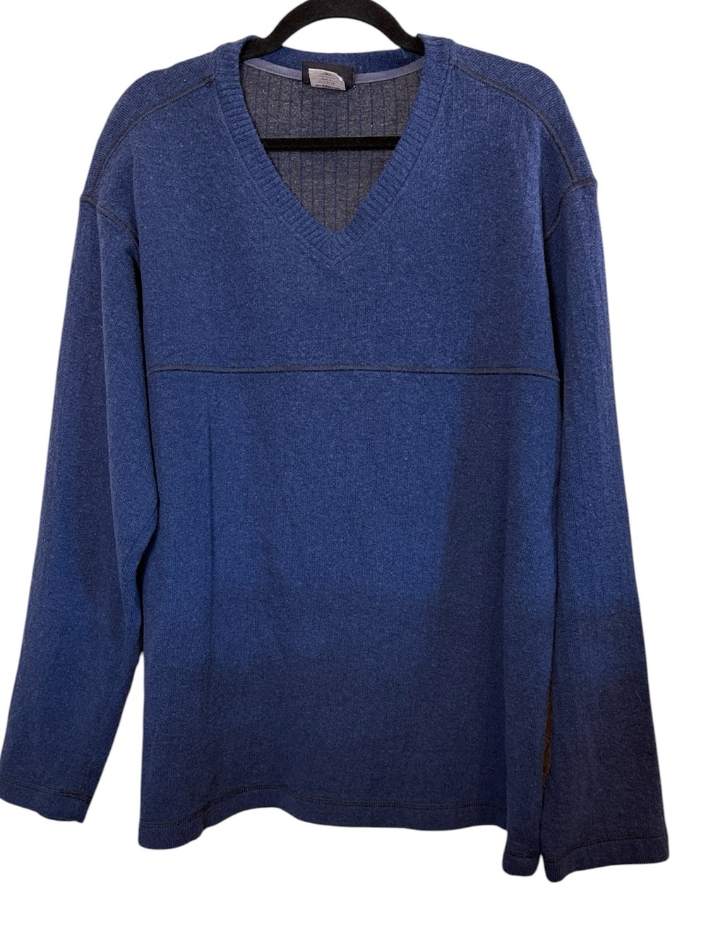 Patagonia Men's Blue Vintage Channel Wool Blend V-Neck Pullover Sweater sz XL